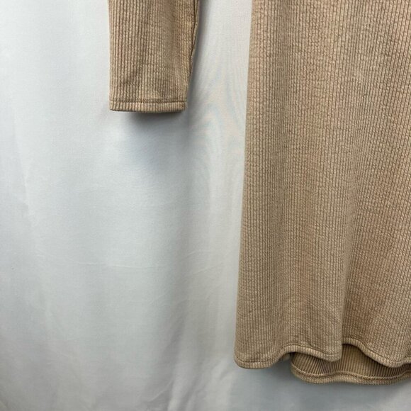 Gilli Womens Bodycon Dress Latte Cut Out Back W/ Twist Ribbed Long Sleeve L - Picture 8 of 11